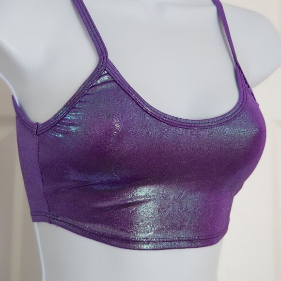 J. Valentine Purple Pulsing Holo Tank Top Crop Top SIZE S - Picture 4 of 8